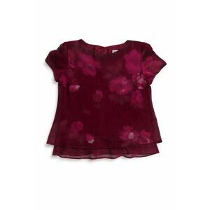 Petite Plum Floral Blouse – Asian Inspired Elegance – Size 10